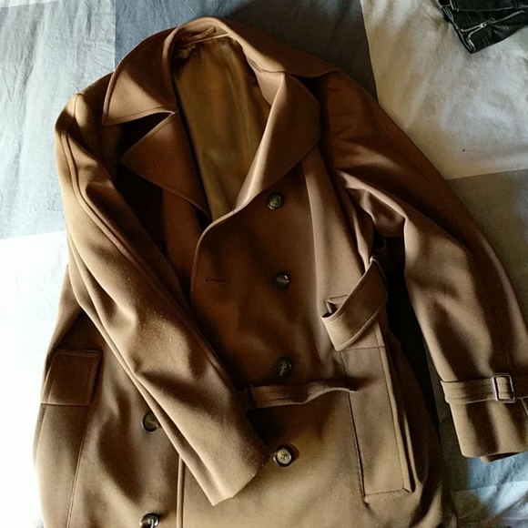 men tan overcoat